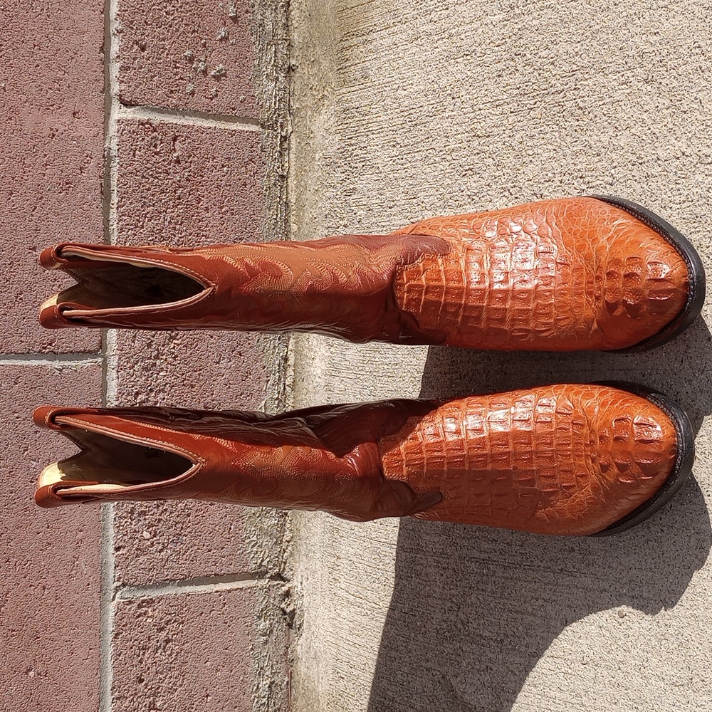 wine color crocodile leather boots